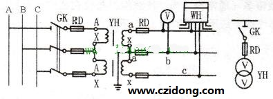 电压互感器V/V连接方式电路